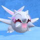 The newly announced Pokémon, Cetitan, with white spikes all over his round body.